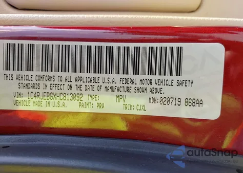 2017 Jeep Grand Cherokee Limited 4X2 z USA, uszkodzony, nr VIN 1C4RJEBGXHC813092